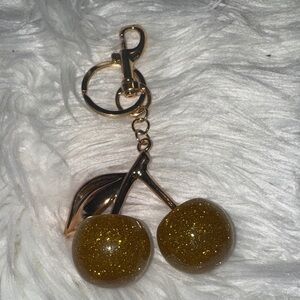Yellow Glitter Cherry Keychain NWT